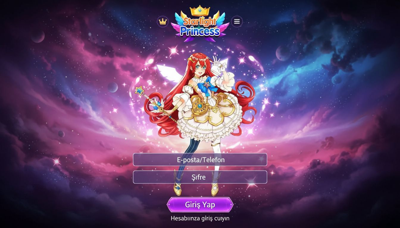 Türkçe giriş ekranı olan parlak anime slot arayüzü